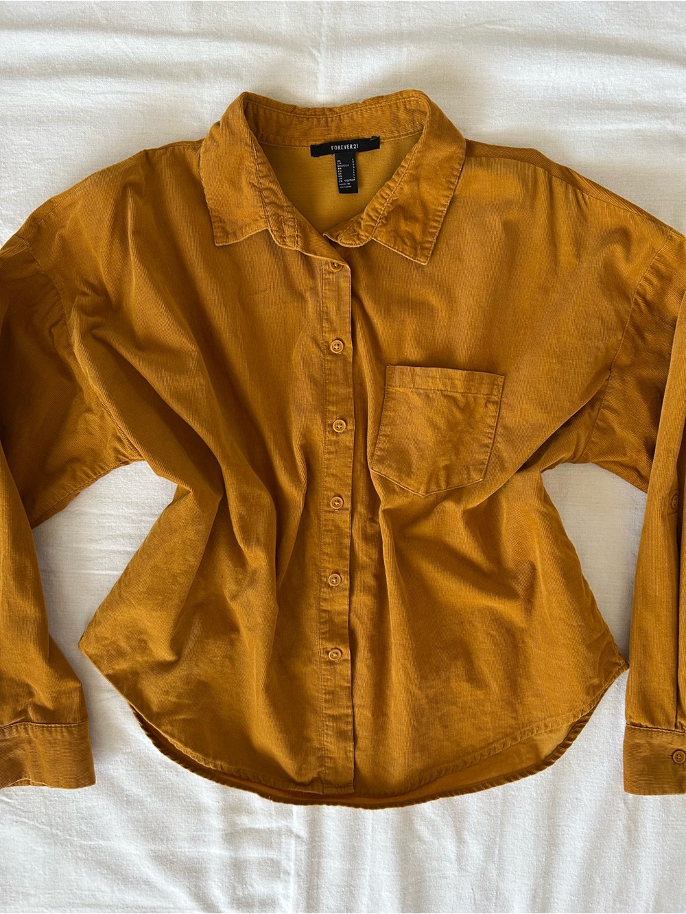 F21 | Mustard Gold Corduroy Long Sleeve Button Up Women’s Large